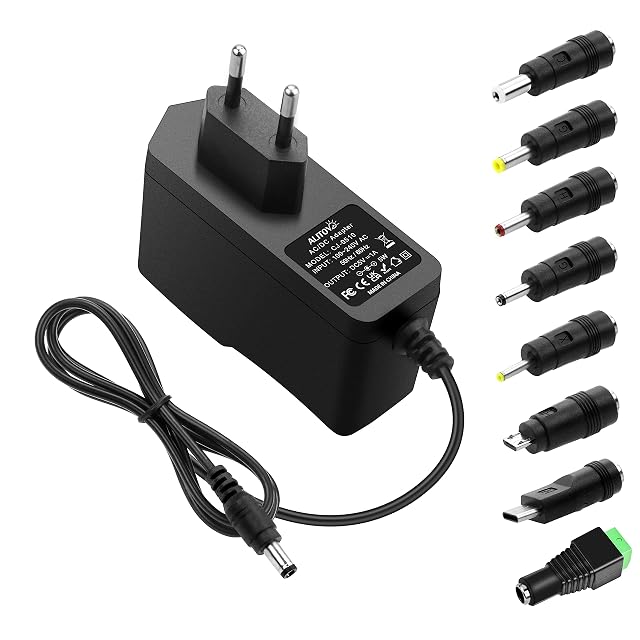 ALITOVE universeller 5V-1A-Netzadapter mit 8 austauschbaren Steckeraufsätzen