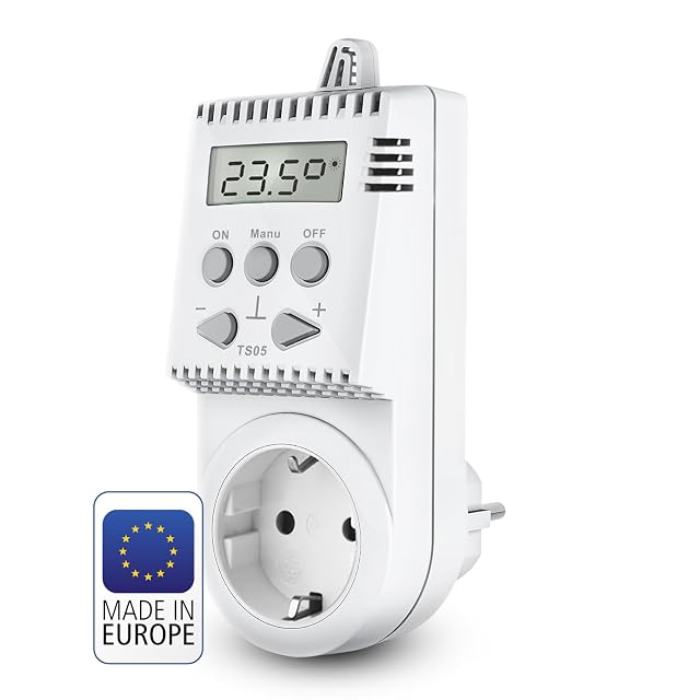 Elektrobock TS05 digitales Steckdosen-Thermostat mit LCD-Display