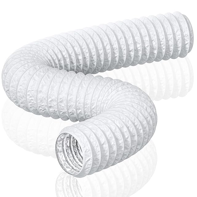 HG Power weißer 150-mm-flexibler Abluftschlauch neben seiner Verpackung aufgerollt