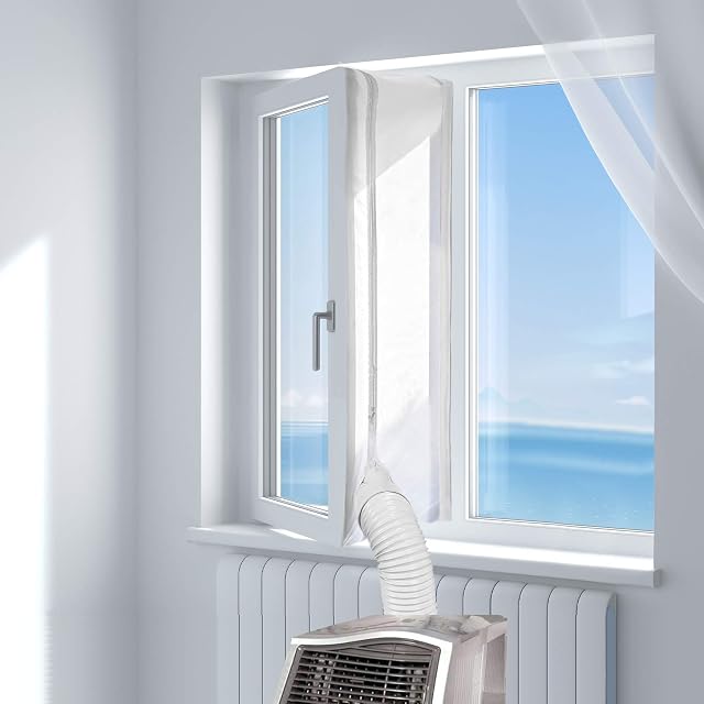 HOOMEE Stoff-Fensterdichtungskit für den Abluftschlauch eines mobilen Klimageräts