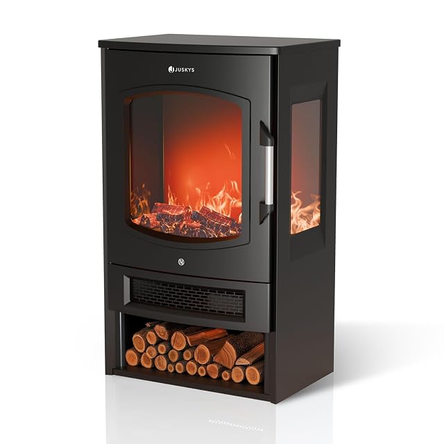 Juskys 1800W freistehender Elektroofen mit LED-Flammeneffekt