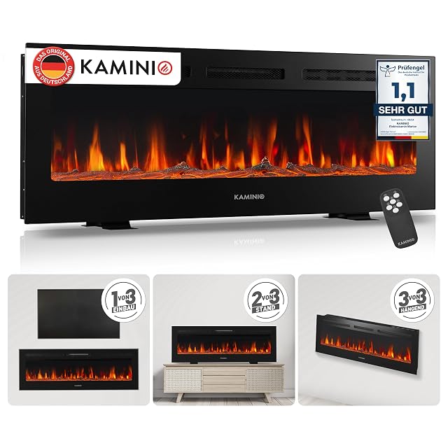 KAMINIO Marlon Pro 50 Elektrokamin, eingebaut in eine Wandnische gezeigt