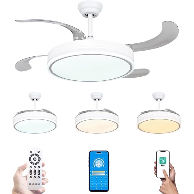 MiKoMiKa F8808 Deckenventilator mit Licht und klappbaren Flügeln