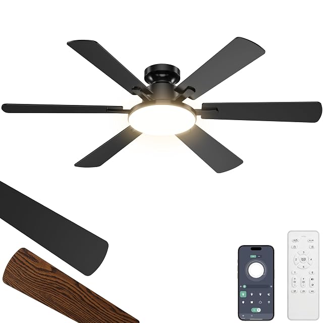 ROTTOGOON 132-cm-Deckenventilator mit Licht, Fernbedienungs- und App-Steuerung