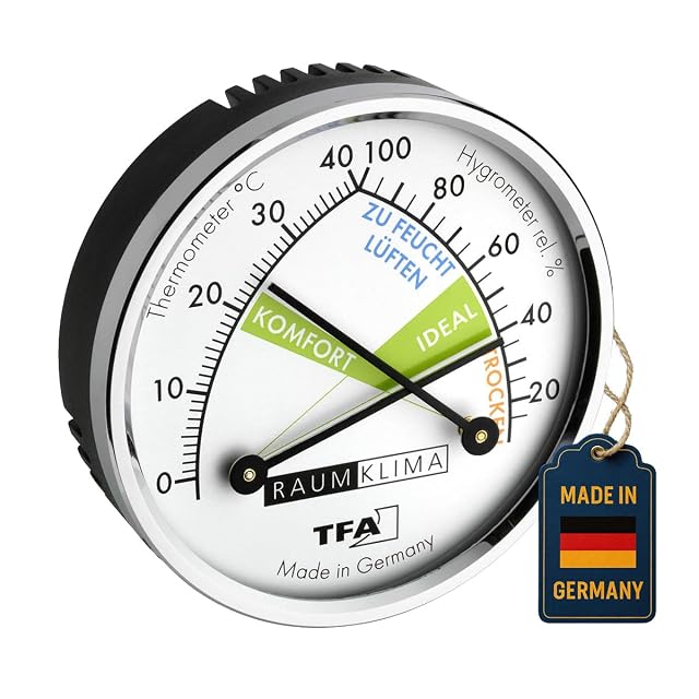 TFA Dostmann analoges Thermometer-Hygrometer mit Metallring